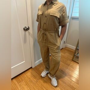 Banana Republic Beige Button-Up Jumpsuit